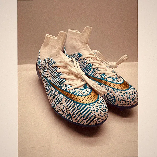 Unbranded Soccer Cleats Blue/White/Gold Cleats Size 36 (6) New