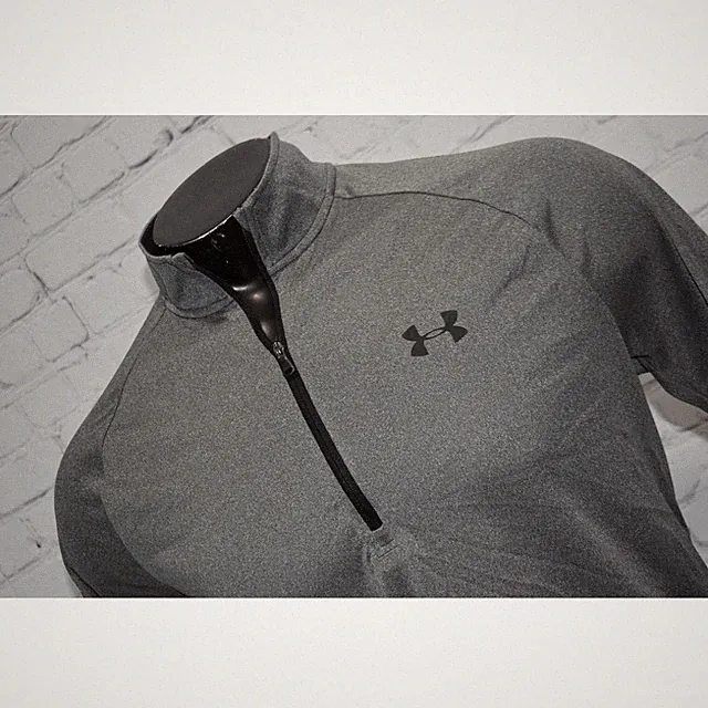 Under Armour 1/4 Zip Kids Large Gray HeatGear Pullover Loose Fit Long Sleeve