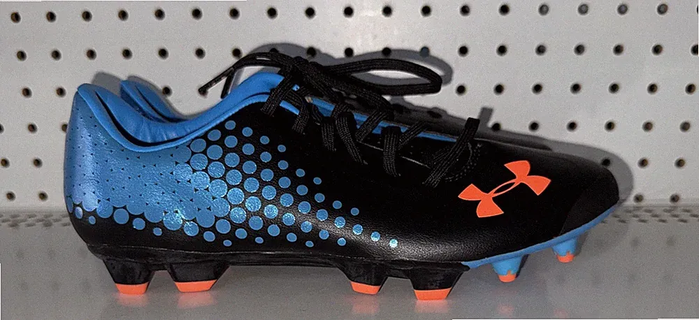 Under Armour Blur Carbon IV FG Mens Leather Soccer Cleats Size 8 Black Blue