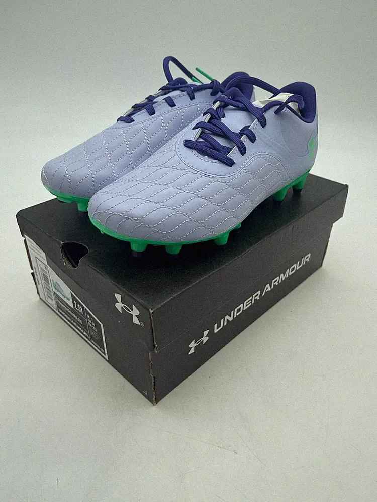 Under Armour Boys' Magnetico Select 3.0 Jr FG Soccer Cleats - Purple/Green, 2.5