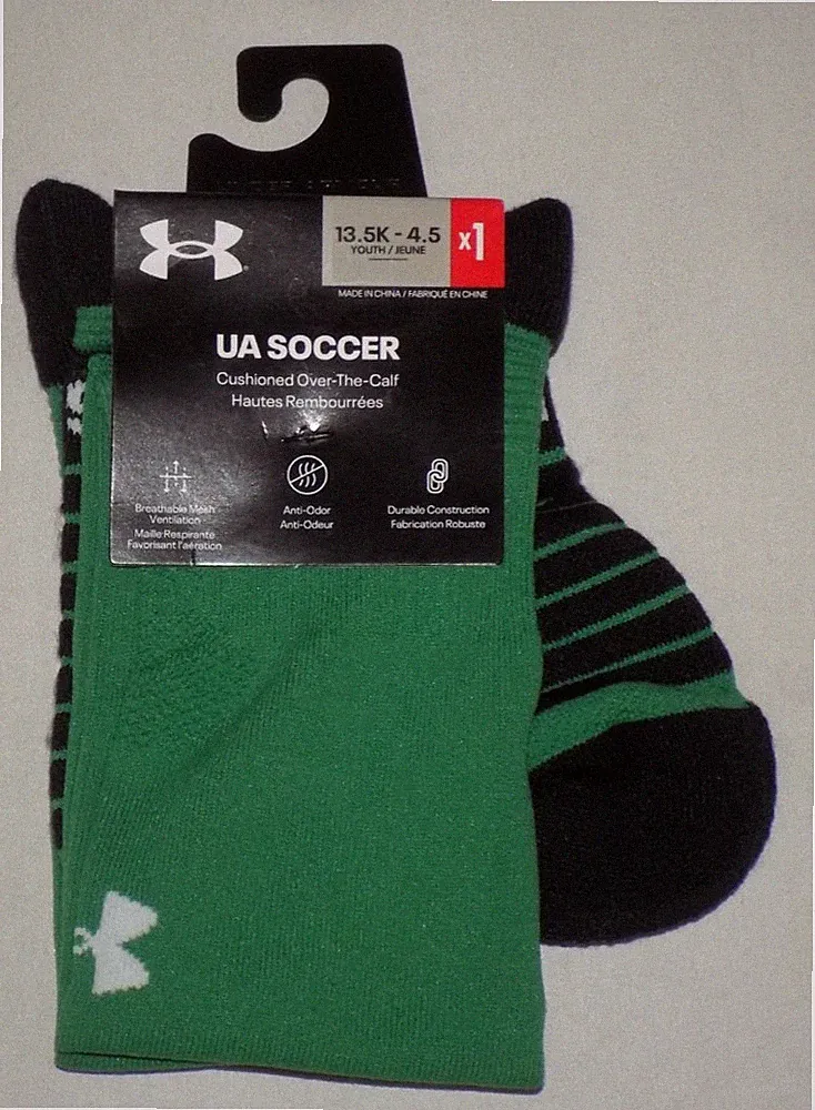 Under Armour Boys' UA Soccer Cushioned Over-The-Calf Socks 1Pr Youth 13.5K - 4.5