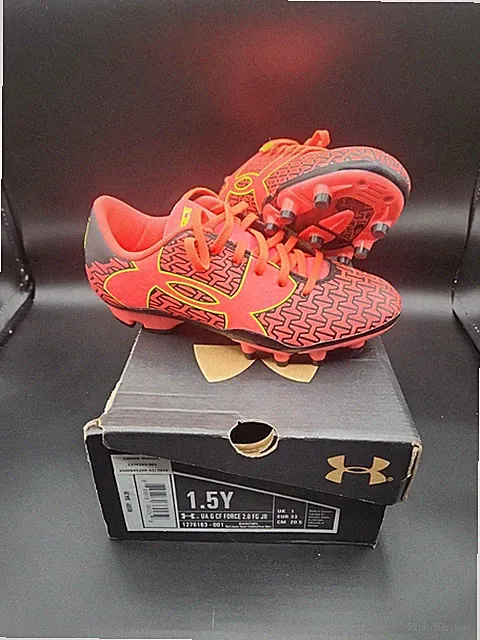 Under Armour CF Force 2.0 FG Soccer Cleats 1276163-001 1.5Y Black Volt Neon