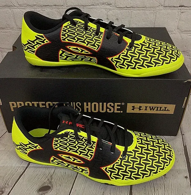 Under Armour CF Force 2.0 ID Mens Indoor Soccer Shoes Yellow Red Black US Size 7
