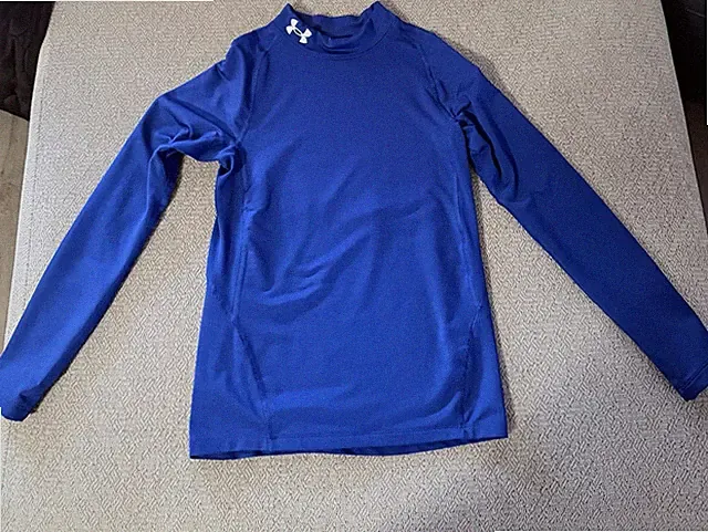 Under Armour Cold Gear Top Royal Blue Long Sleeve Mock Neck Shirt Youth Large