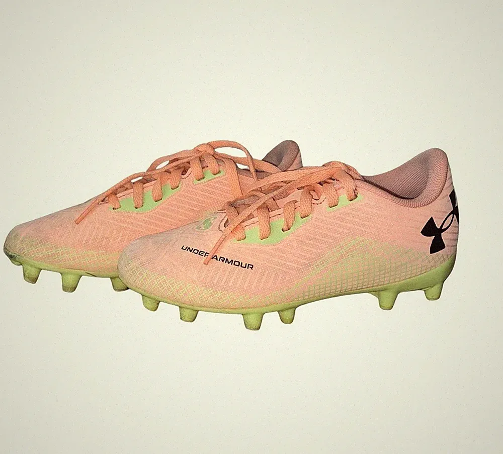 Under Armour Kids Soccer Cleats Youth 1Y Pink Green Firm Ground