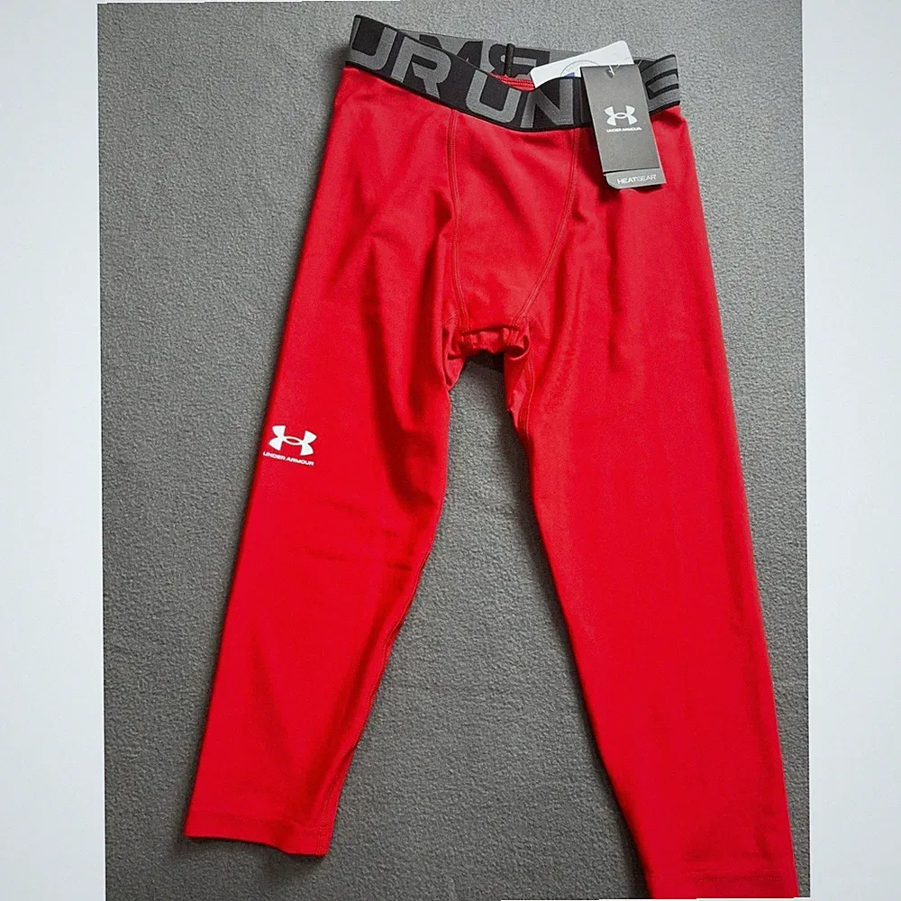 Under Armour Leggings Kids M Red Heat Gear Compression Athletic