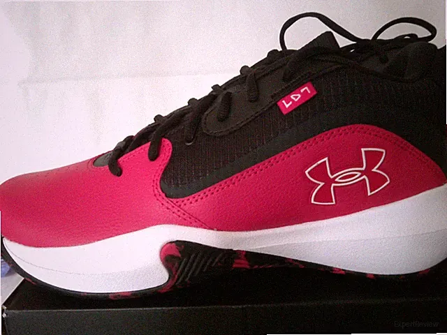 Under Armour Lockdown 7 Basketball Sneaker, Men's Size 10.5, Leather, Red Black