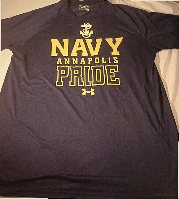 UNDER ARMOUR Navy Heat Gear Military~Navy Pride Annapolis Shirt~ Men Size Xl