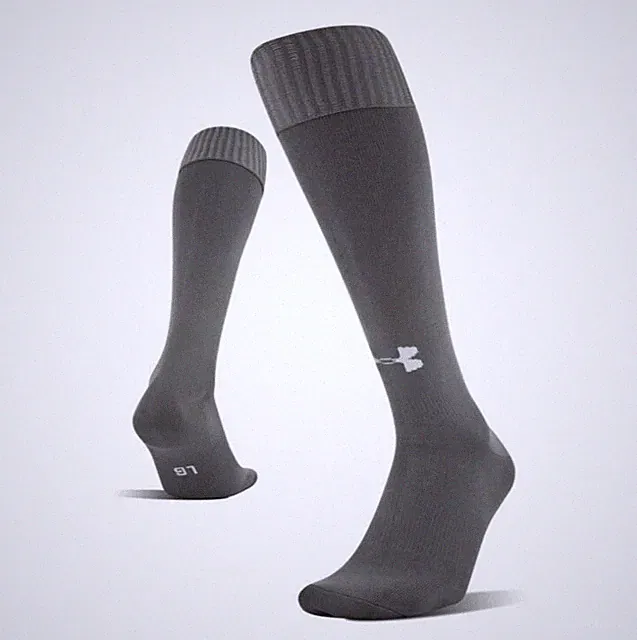Under Armour Over Calf, Gray Soccer Socks Mens Shoe Size 4-8.5 Womens 7-10.5 S4