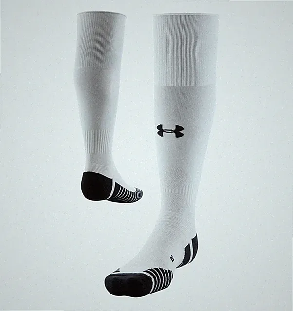 Under Armour Over The Calf, White Soccer Socks, Mens Shoe Size 8.5-13 Women's S4