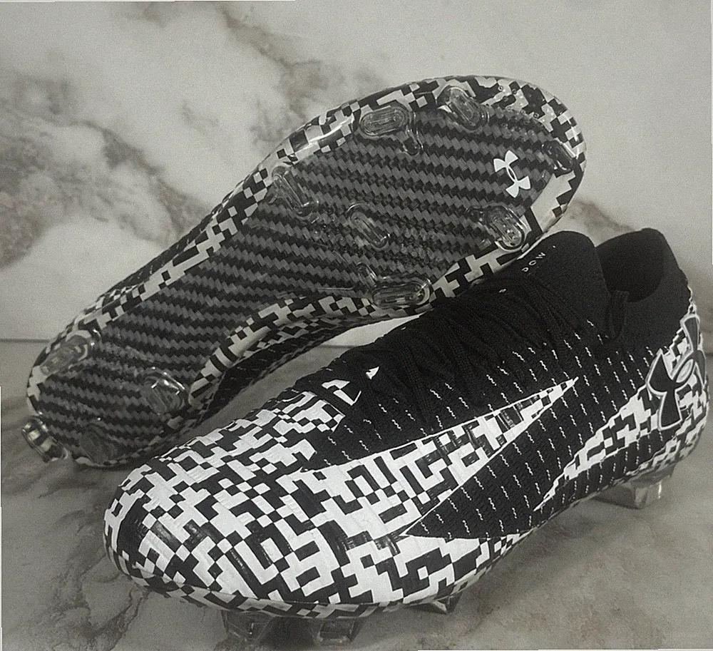 Under Armour Shadow Elite FG Soccer Cleats QR Code Mens SZ 8.5 Black 3028288-006