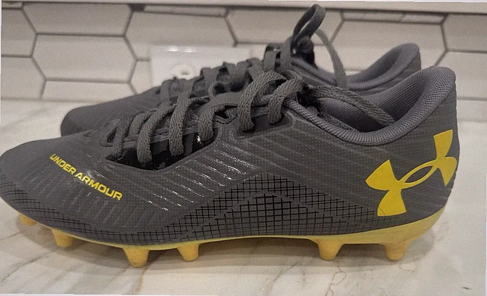Under Armour Shadow Select 2 FG Soccer Cleats Men 6.5 Women 8 Gray Yellow