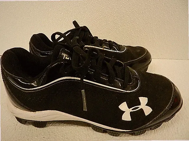 Under Armour Shoes Youth 3Y BASEBALL Cleats Lace Up Sneakers 1229848-011 Black