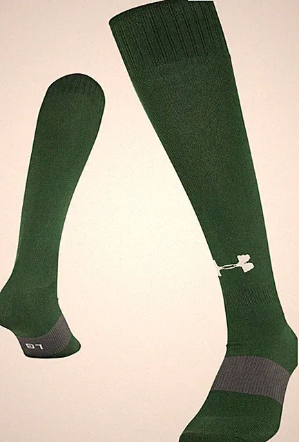 Under Armour Soccer Kids Green White OTC Nylon UA Logo Performance Socks L 1-4
