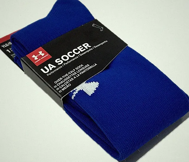 Under Armour Soccer Kids Royal Blue OTC Nylon UA Logo Performance Socks Sz L 1-4