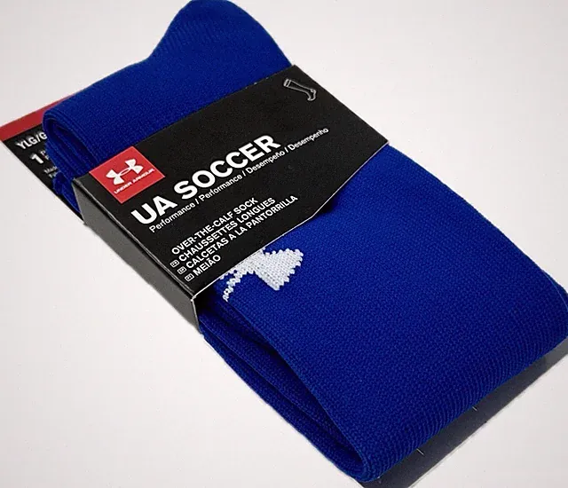 Under Armour Soccer Kids Royal Blue OTC Nylon UA Logo Performance Socks Sz L 1-4