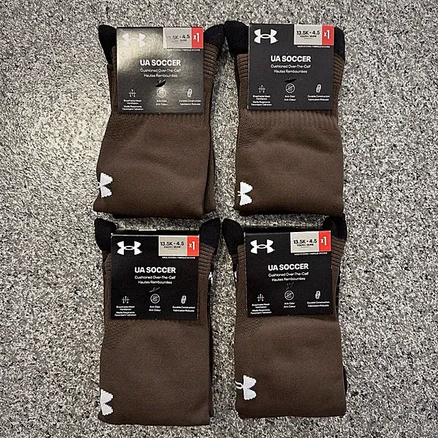 Under Armour Soccer Socks Youth L Lot 4 Pairs Kids 13.5-4.5Y Cushioned Durable