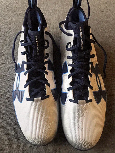 🔥Under Armour Spine Fierce MC Football Cleats White/Navy Men’s Size 18E 1291631
