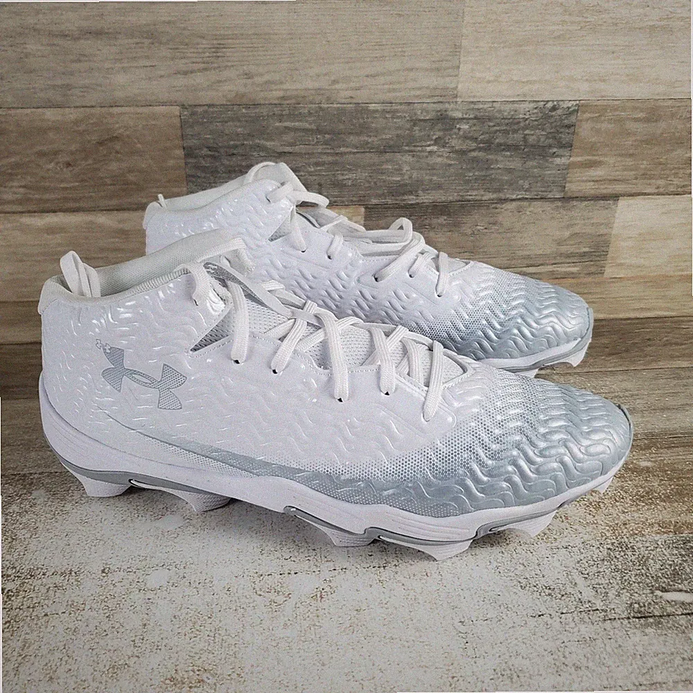 Under Armour Spotlight Hammer Mens Shoes Sz 12 White Gray Mesh Soccer Cleats