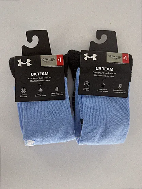 Under Armour Team 1367820 2 Pairs Crew Socks YOUTH 10.5K-13 Blue Cushioning Calf