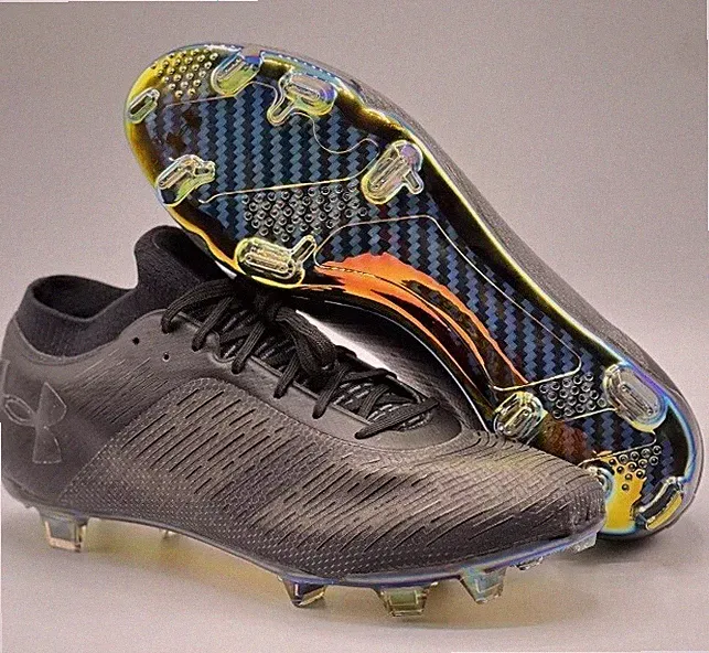 Under Armour UA Shadow Pro FG Black Red Purple Carbon Soccer Cleats Shoes Mens