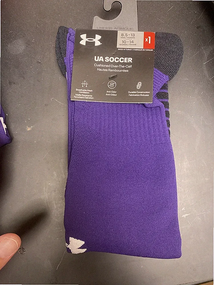 Under Armour Ua Soccer Purple Socks Mens 8.5-13 Women’s 10-14