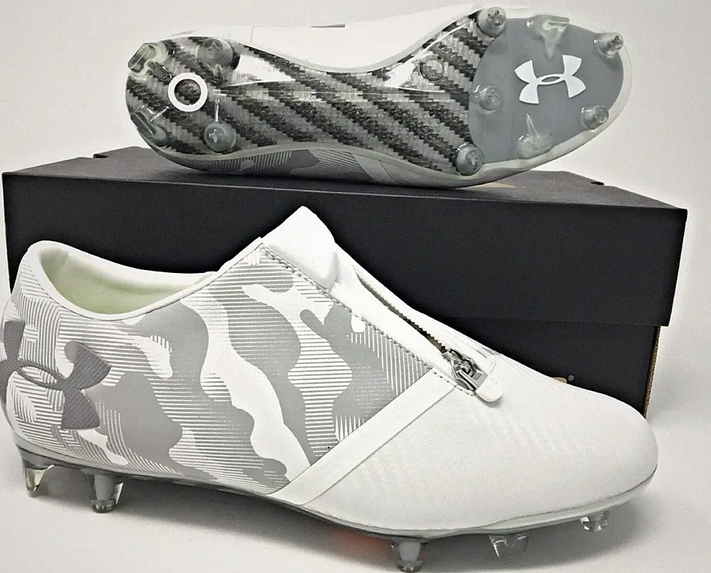 Under Armour UA Spotlight FG White/Grey Mens Soccer Cleats $220 SZ (1289531-100)