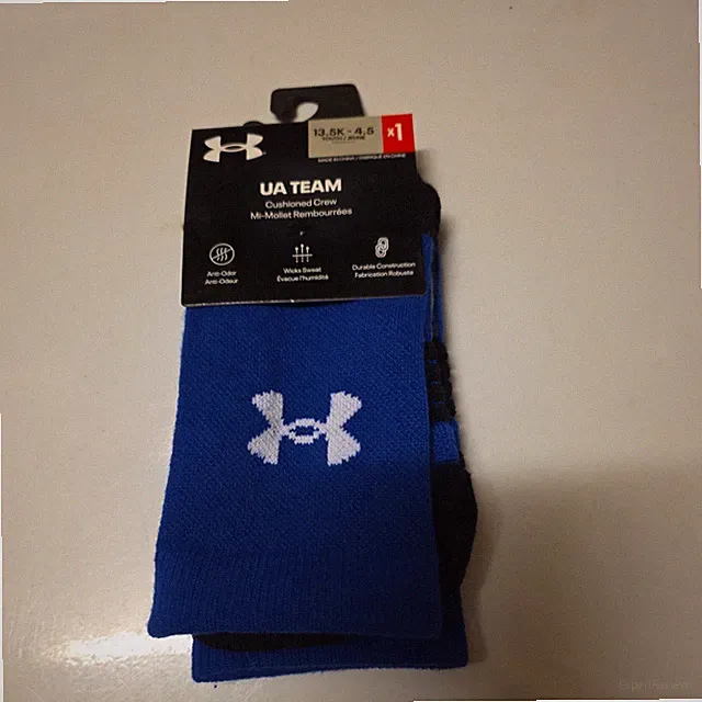 Under Armour UA Team Sports Crew Socks Youth 13.5k-4.5 Blue Socks 1x pair