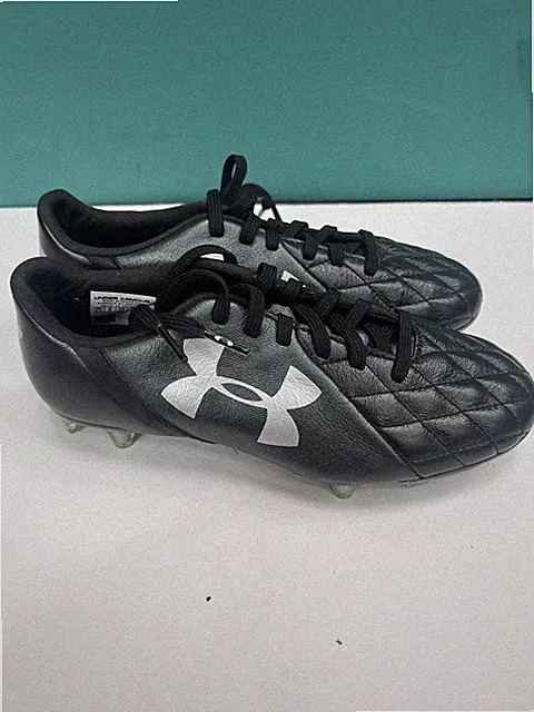 Under Armour UA10 FG Black real leather Soccer Cleats (1300494-001) Mens Sz 5.5