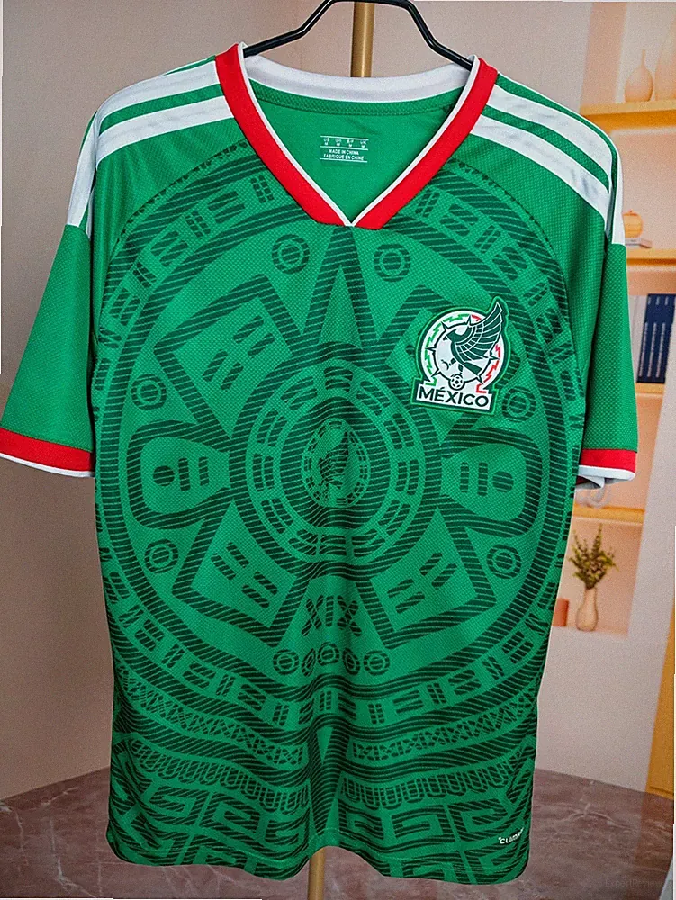 Unisex 2026 World Cup Mexico Home Soccer Jersey,Aztec Geometric Pattern