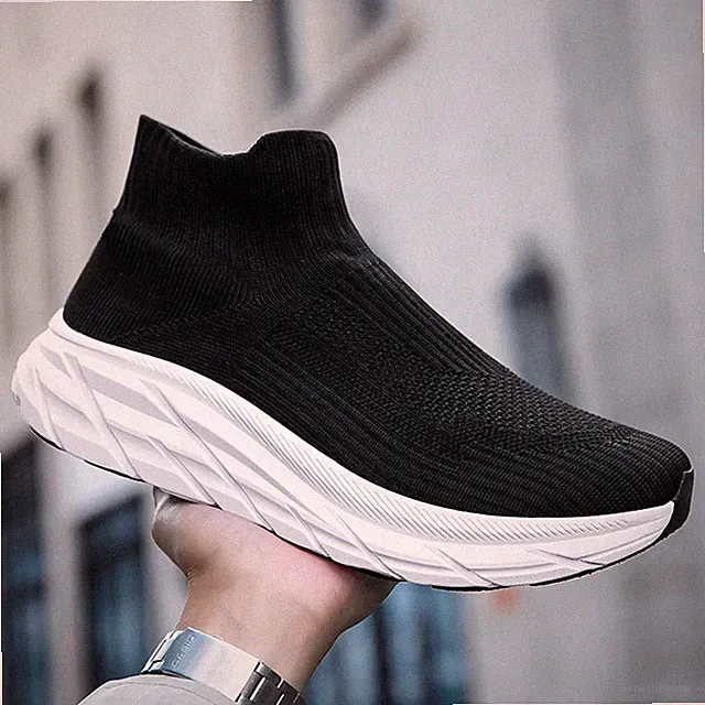 Unisex Casual Sneakers Platform Knitted Fashion Walking Shoes Slip-on Loafer Red