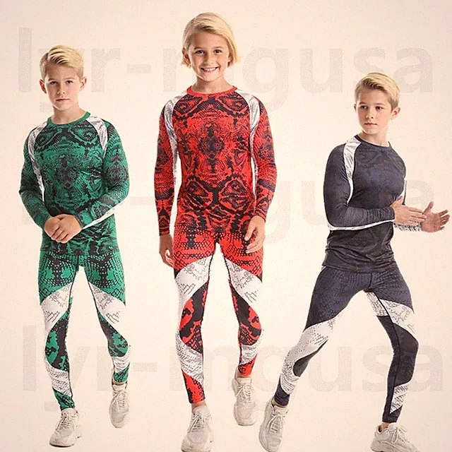 Unisex Child Running Tight Sports T-Shirts Gilrs Pants Yoga Boy Gym Activewear