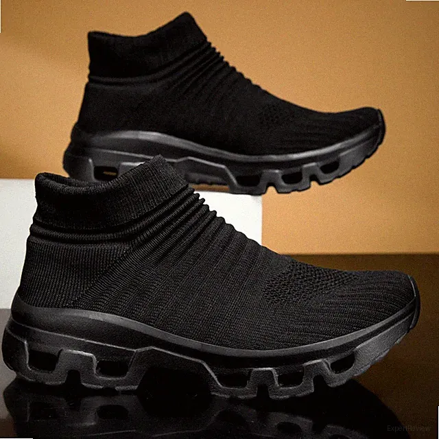 Unisex Knitted Cycling Sneakers Walking Socks Shoes Outdoor Running Shoes Black
