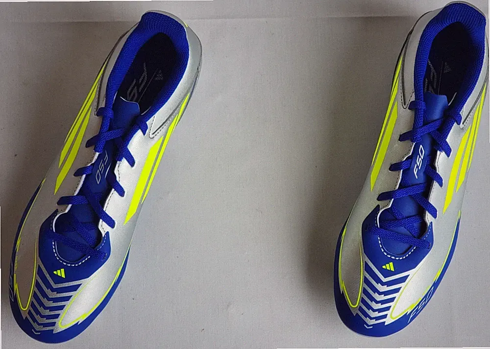 Unisex Size 10M/11W Silver/Blue/Yellow Adidas F50 Club FG/MG Messi Soccer Cleats