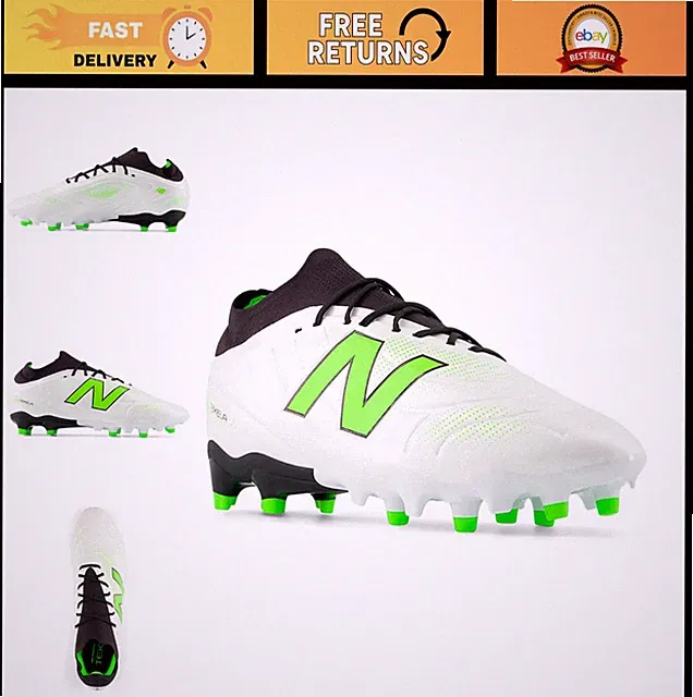Unisex Soccer Cleats, Low Laced FG V5, White/Black/Pixel Green, Men 12/Women 13.