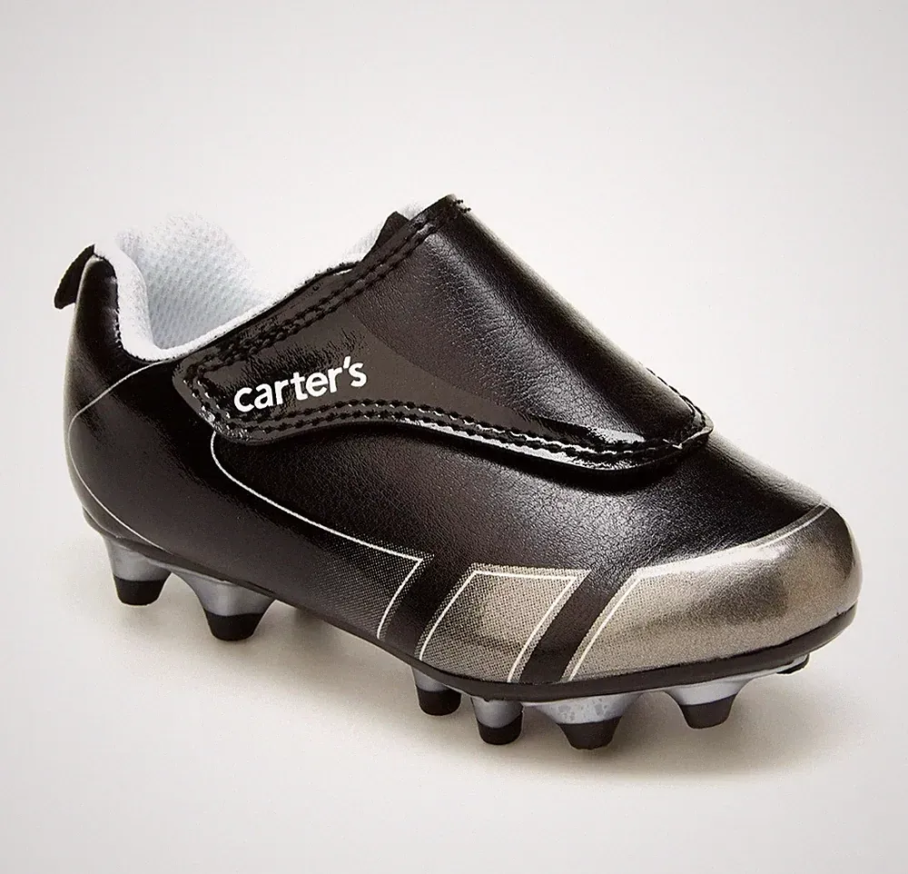 Unisex Toddlers Size 9M Black Silver Carter's Fica Soccer Cleats