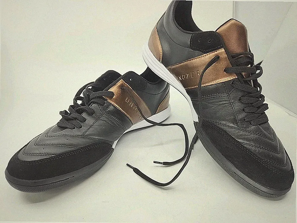 UNOZERO Italy Futsal Sneakers Black Bronze Mens 11.5 Indoor Soccer Leather