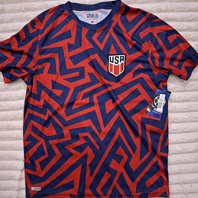 US Soccer Jersey 2021 Red Blue Stripe Men’s Medium