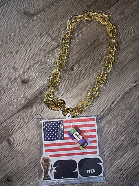 USA FIFA World Cup 26 Necklace Gold Soccer Trophy Fan Chain