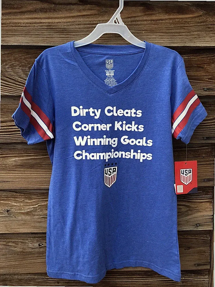 USA Soccer Girls T Shirt Size 14 16 World Cup Dirty Cleats Champions NWT