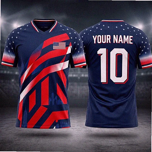 USA Soccer Jersey Stars Stripes Football Shirt American Sports Fan Team Apparel