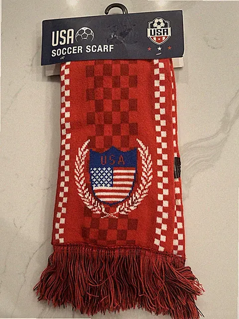 USA Soccer Scarf Red Knit – Stars & Stripes Fan Gear – New with Tag USMNT
