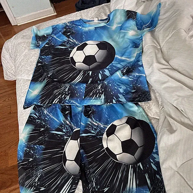 Used 2 Piece Set Soccer Shirt And Short Set Blue Size 170 Big Kids