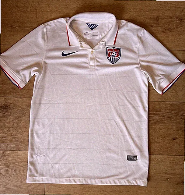 Used Nike Men's USA Soccer Jersey 2014/15 Home White Blue Size Large L Polo