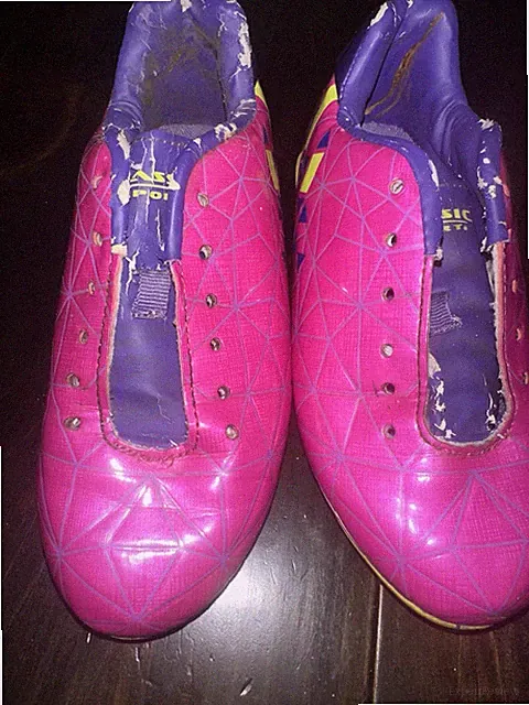 Used Youth Classic Sport Soccer Cleats Size 1 Pink Purple Yellow Charity Proceed