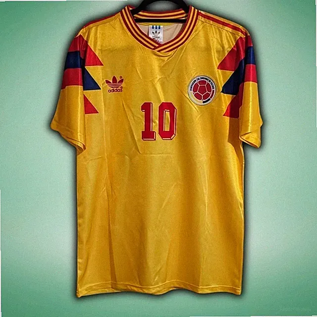 VALDERRAMA #10 COLOMBIA 1990 Retro World Cup Yellow Soccer Jersey