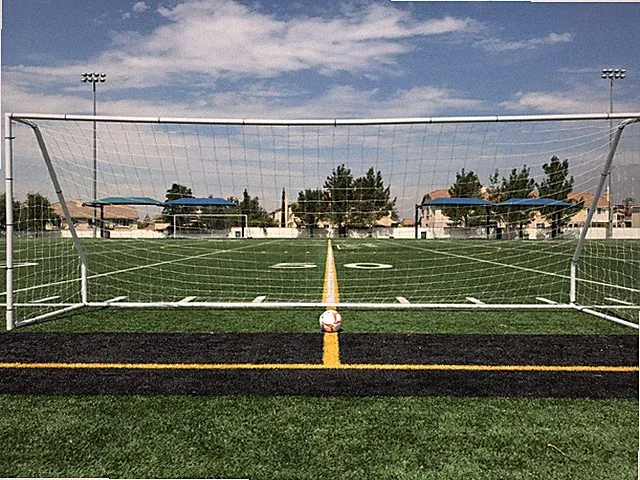 Vallerta Premier 18 X 7 Ft. Regulation Size Steel Soccer Goal with NET (White)