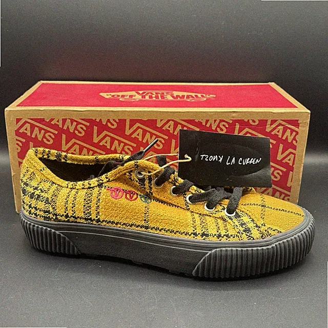 Vans Delridge Sf X Curren X Alex Knost Shoes Yellow Plaid Unisex Skate Shoes