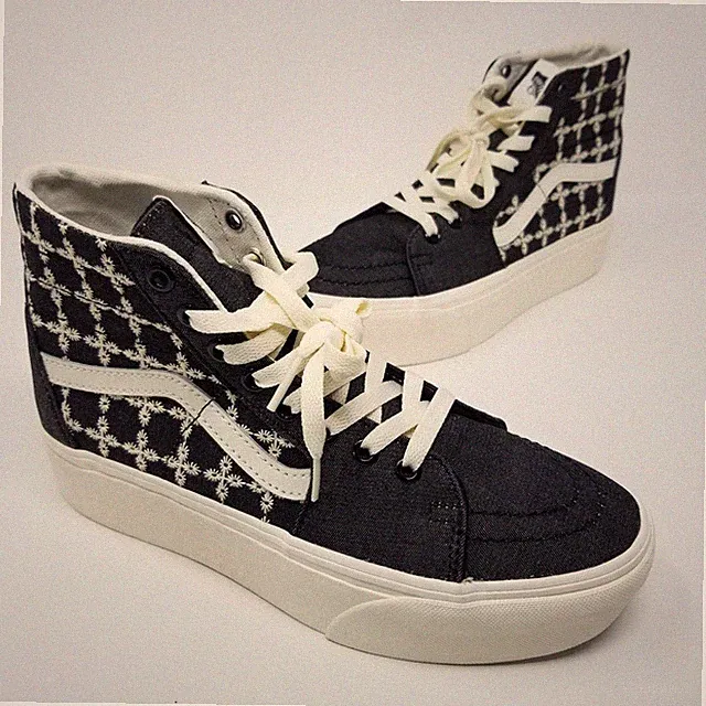 Vans Sk8-Hi Tapered Stackform Denim Mix Black M 6.5 - W 8 Platform Embroidered