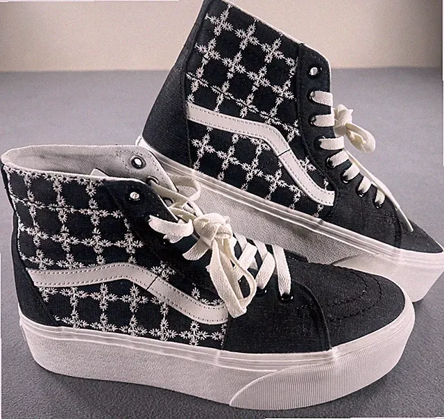 Vans Sk8-Hi Tapered Stackform Denim Mix Black M 7- W 8.5 Platform NEW